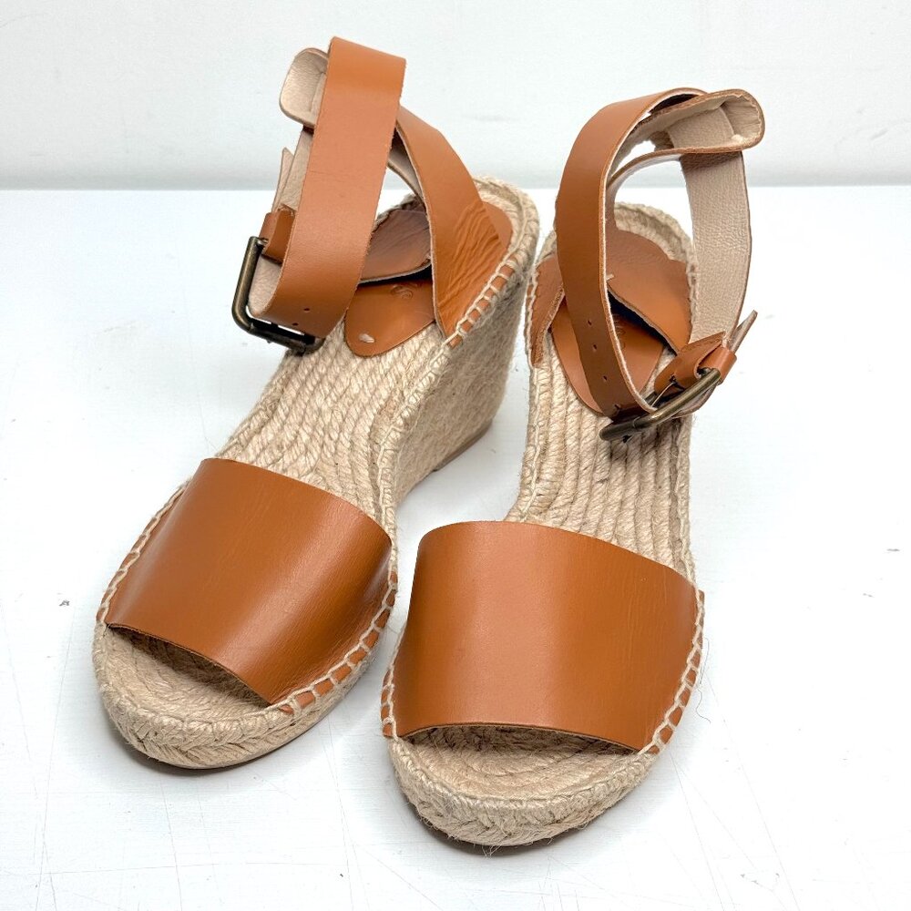 SOLUDOS Spain Leather Espadrille Jute Wedge Buckle Ankle Strap Sandals 9 Coastal